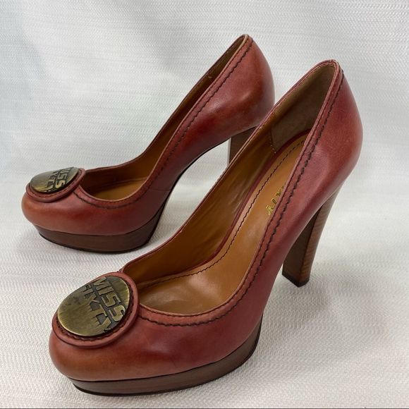 Rare Miss Sixty Leather Platform High Heels 4.5” Dusty Rose Pink Size 37 / 6.5 - Picture 5 of 14